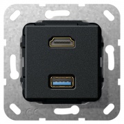 Разъем HDMI+USB 3.0 A Gira черный матовый
