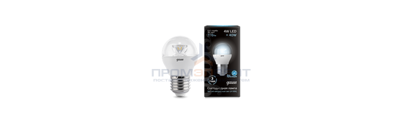 Лампа Gauss LED Globe Crystal Clear E27 4W 4100K 1/10/50