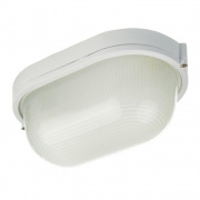 11-14 бел (НБП 04-60-001) Свет-ик влагозащ,овал белый,алюминий,рас-ль стекло,IP54,E27,60Вт,130С