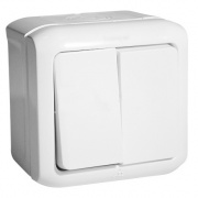 Переключатель двухклавишный IP44 Legrand Quteo белый