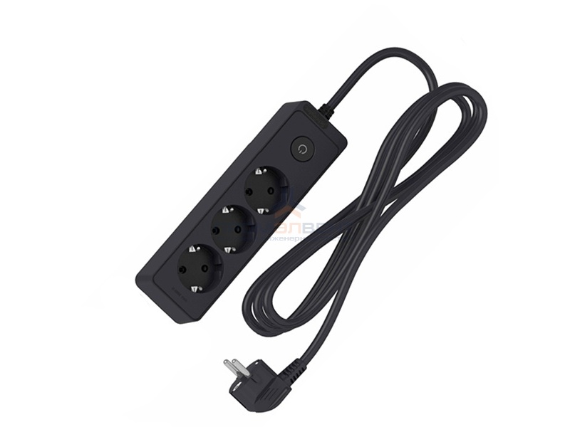 Удлинитель Schneider Electric 3 розетки 2К+З, кабель 3м, черный