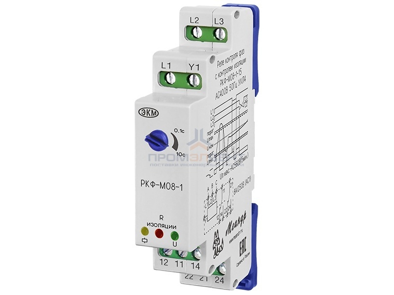 Реле контроля фаз РКФ-М08-1-15 AC400В УХЛ4 с контролем сопротивления изоляции R>500 кОм